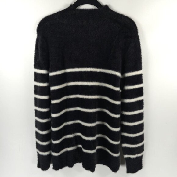 NWT BAILEY/44 Mock Nk Pullover Striped Sweater Teddy Soft Cozy Black/White SMALL - Picture 3 of 7